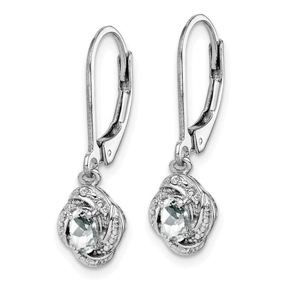 Sterlingsilber Rhodiniert Diamant. & Weiß Topas Ohrringe