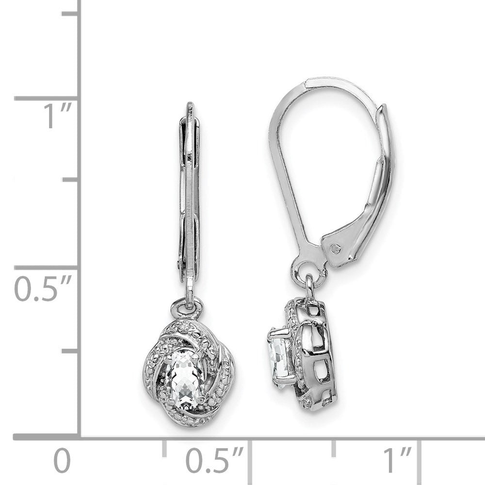 Sterlingsilber Rhodiniert Diamant. & Weiß Topas Ohrringe
