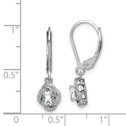 Sterlingsilber Rhodiniert Diamant. & Weiß Topas Ohrringe