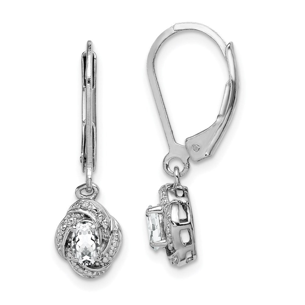 Sterlingsilber Rhodiniert Diamant. & Weiß Topas Ohrringe