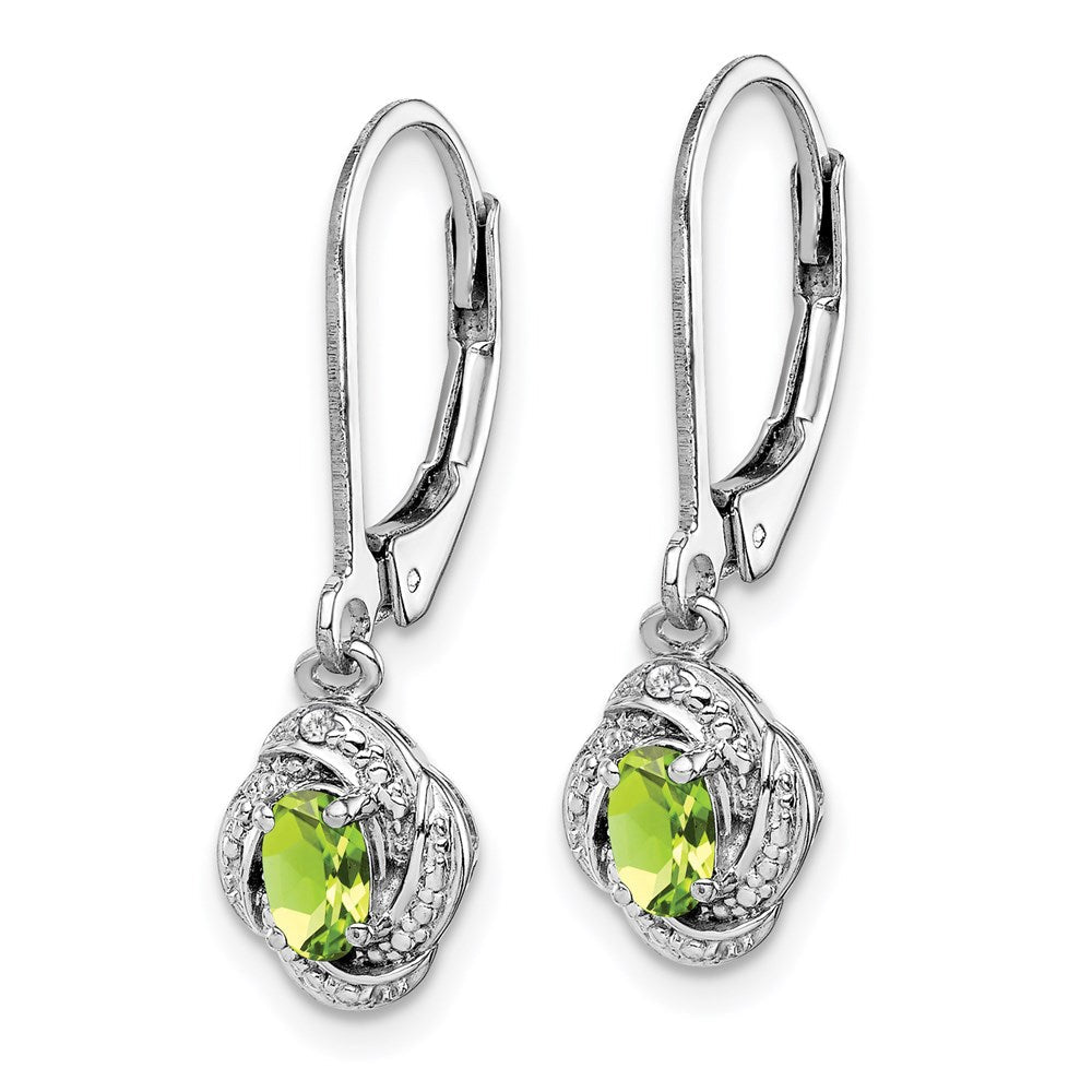 Sterlingsilber Rhodiniert Diamant. & Peridot Ohrringe