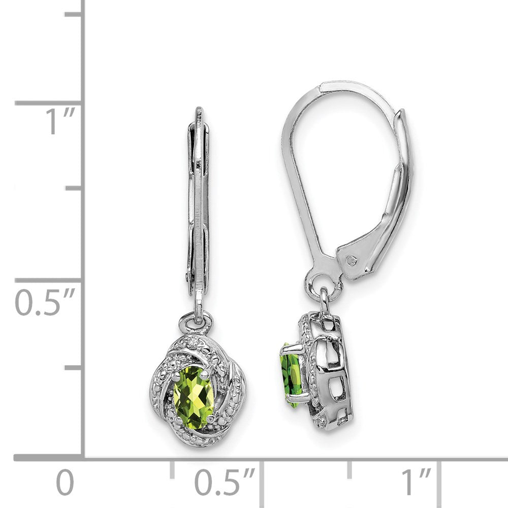 Sterlingsilber Rhodiniert Diamant. & Peridot Ohrringe