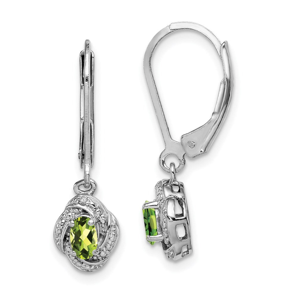 Sterlingsilber Rhodiniert Diamant. & Peridot Ohrringe