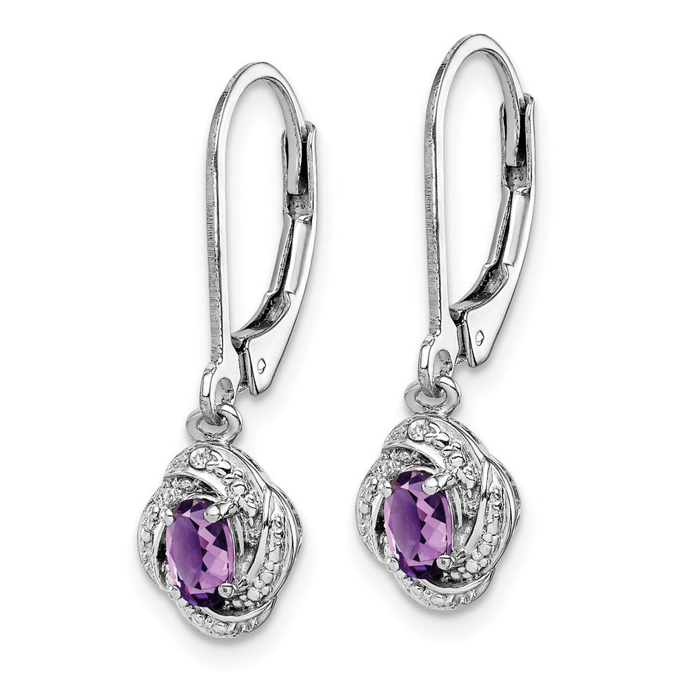 Sterlingsilber Rhodiniert Diamant. & Amethyst Ohrringe