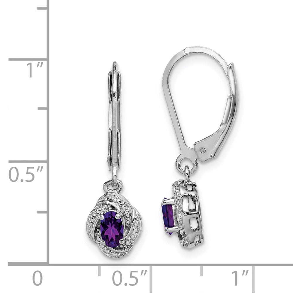 Sterlingsilber Rhodiniert Diamant. & Amethyst Ohrringe