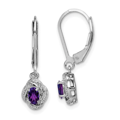 Sterlingsilber Rhodiniert Diamant. & Amethyst Ohrringe