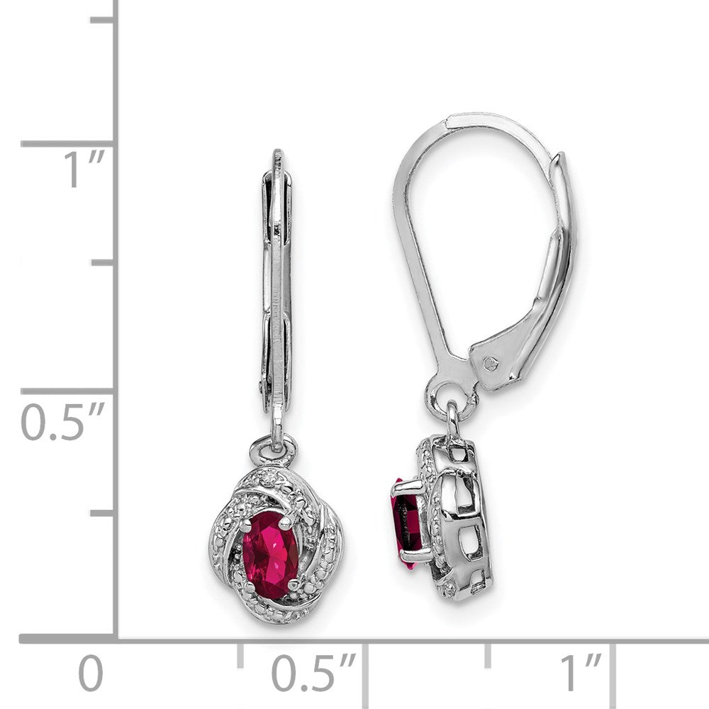 Sterlingsilber Rhodiniert Diamant. & Erzeugt Rubin Ohrringe