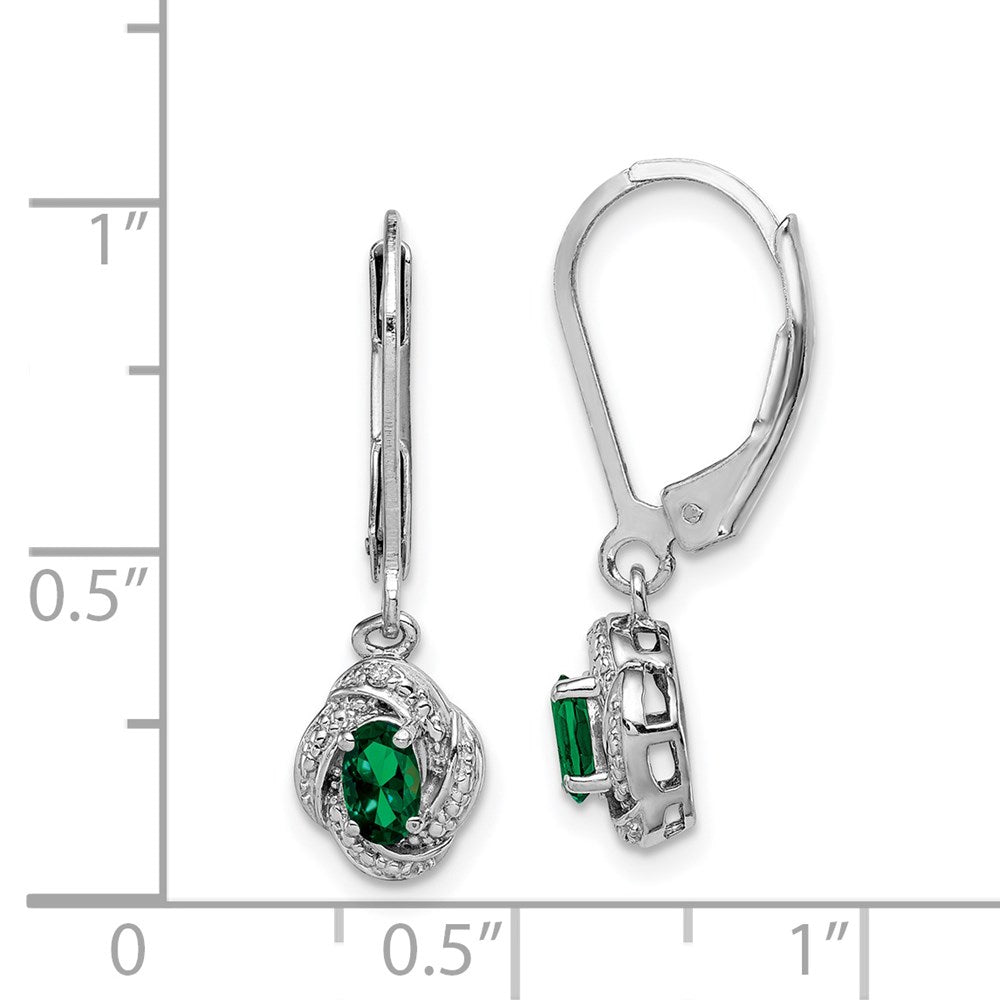 Sterlingsilber Rhodiniert Diamant. & Erzeugt Smaragd Ohrringe