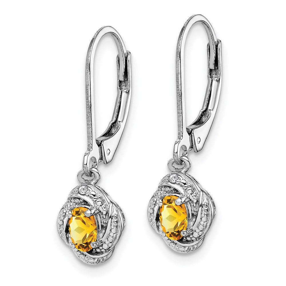 Sterlingsilber Rhodiniert Diamant. & Citrin Ohrringe