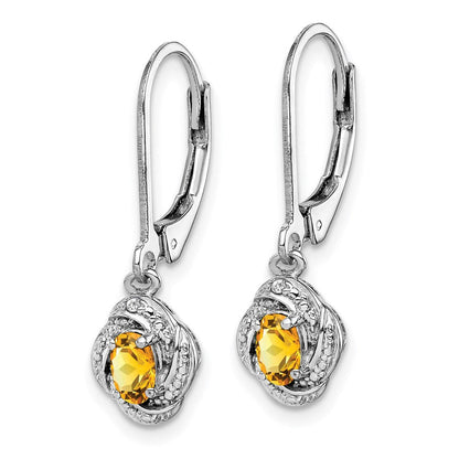 Sterlingsilber Rhodiniert Diamant. & Citrin Ohrringe