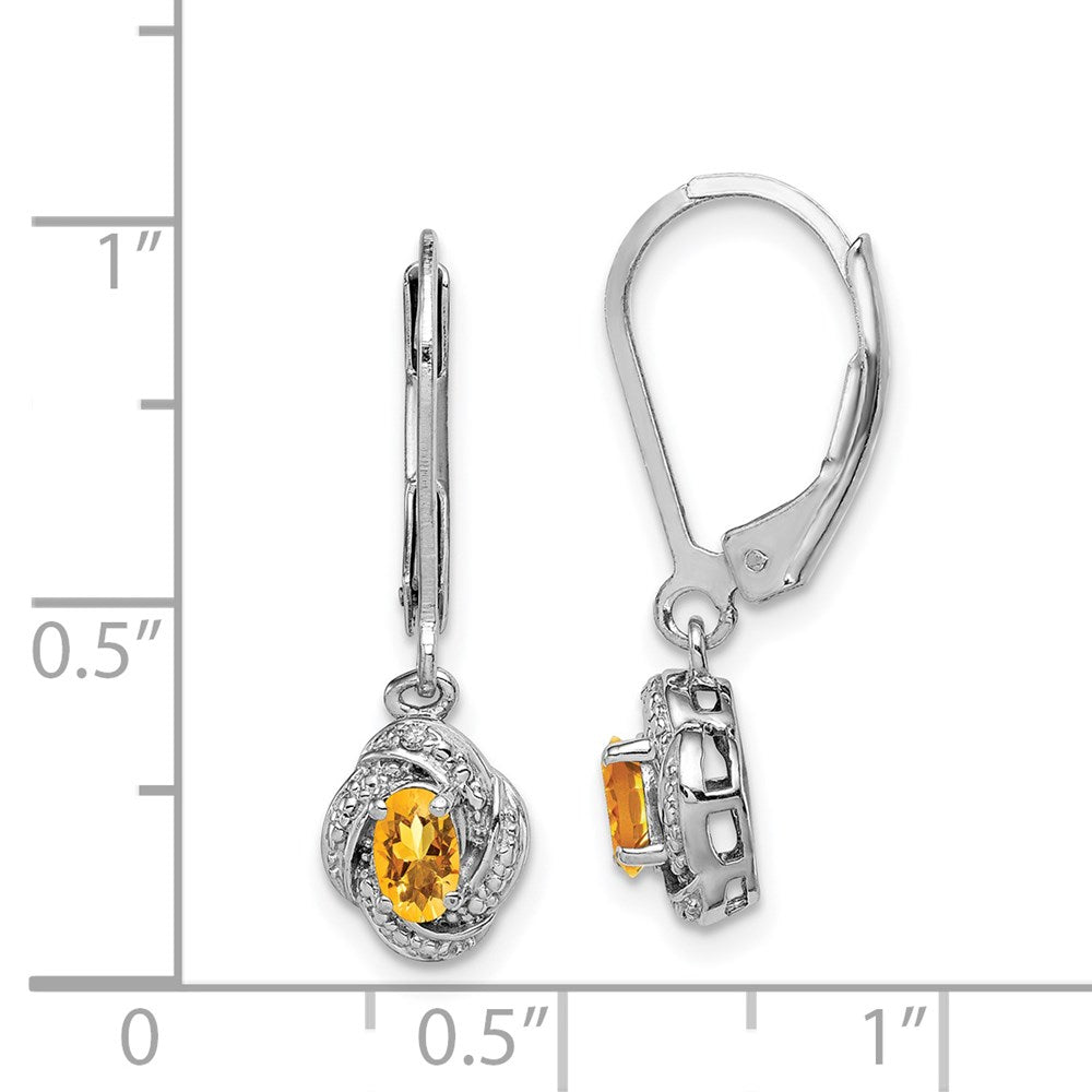 Sterlingsilber Rhodiniert Diamant. & Citrin Ohrringe