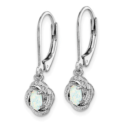 Sterlingsilber Rhodiniert Diamant. & Erzeugt Opal Ohrringe