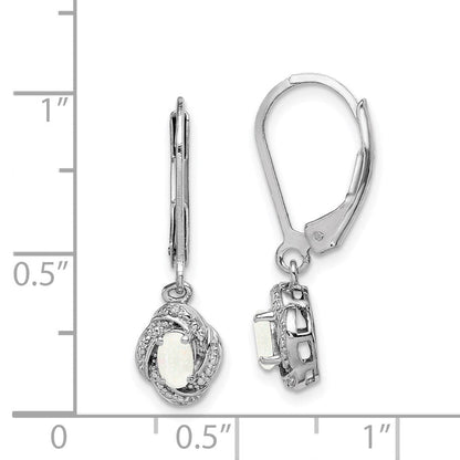 Sterlingsilber Rhodiniert Diamant. & Erzeugt Opal Ohrringe