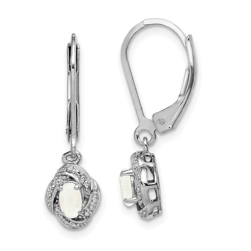 Sterlingsilber Rhodiniert Diamant. & Erzeugt Opal Ohrringe