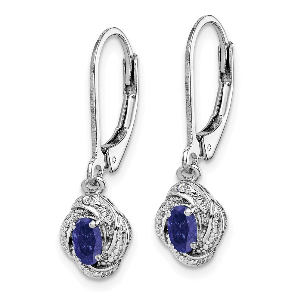 Sterlingsilber Rhodiniert Diamant. & Erzeugt Saphir Ohrringe