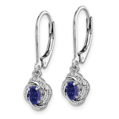 Sterlingsilber Rhodiniert Diamant. & Erzeugt Saphir Ohrringe