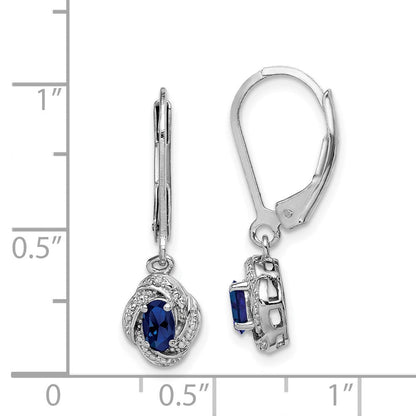 Sterlingsilber Rhodiniert Diamant. & Erzeugt Saphir Ohrringe