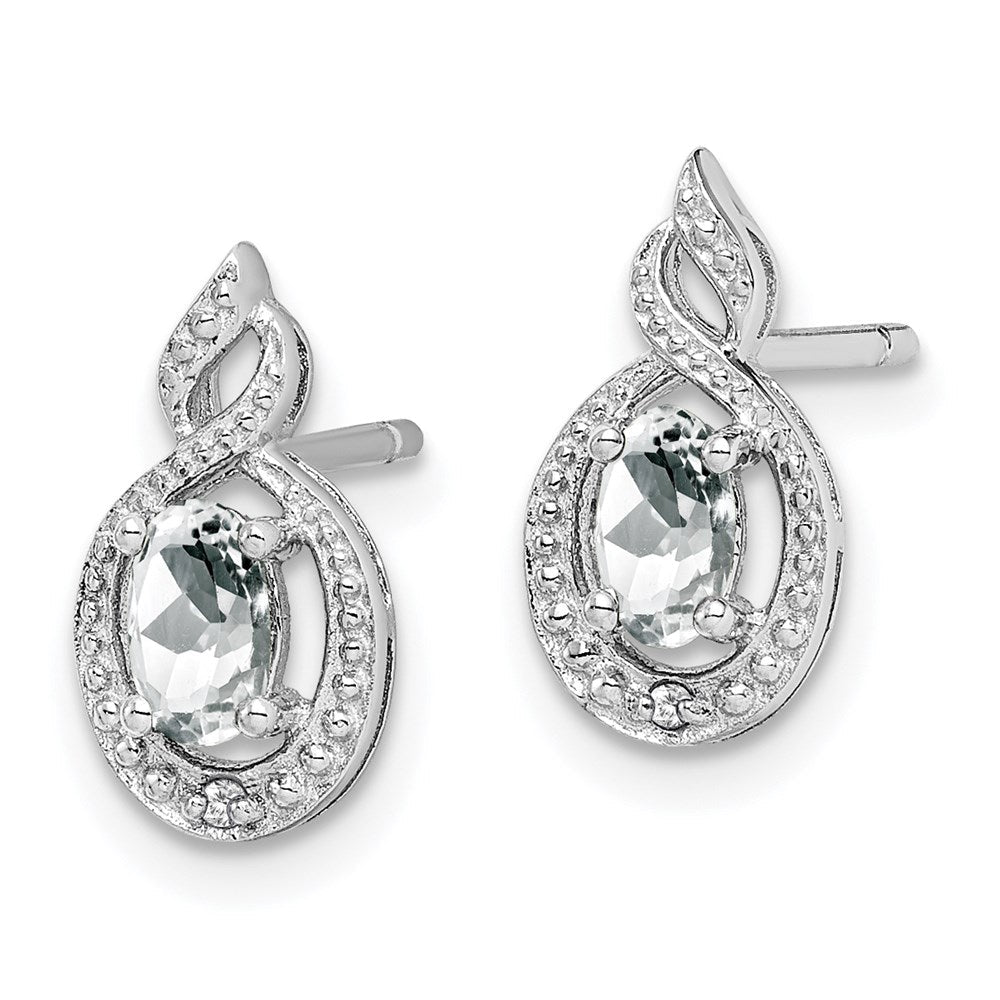 Sterlingsilber Rhodiniert Weiß Topas & Diamant. Ohrringe