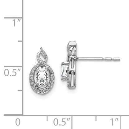 Sterlingsilber Rhodiniert Weiß Topas & Diamant. Ohrringe