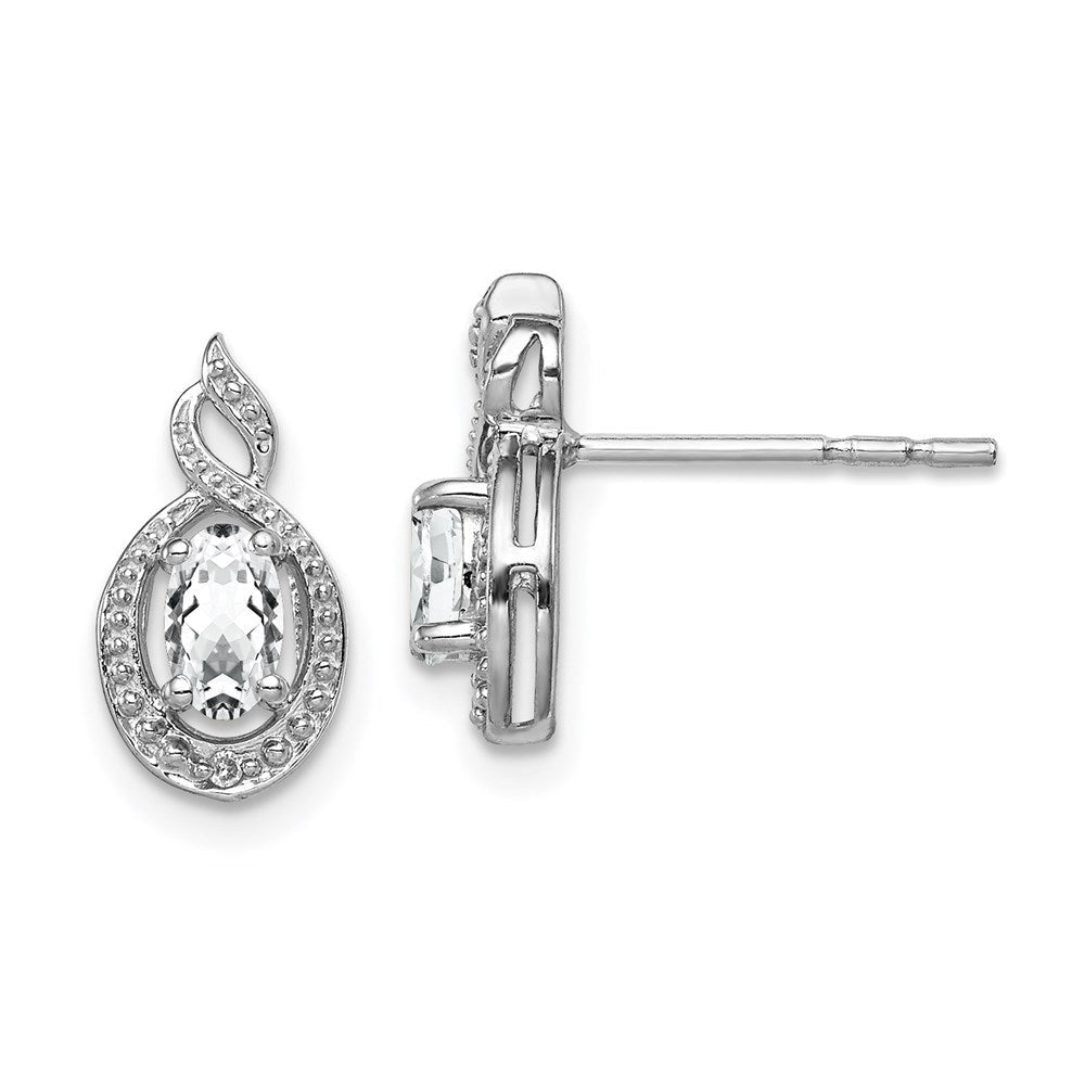 Sterlingsilber Rhodiniert Weiß Topas & Diamant. Ohrringe