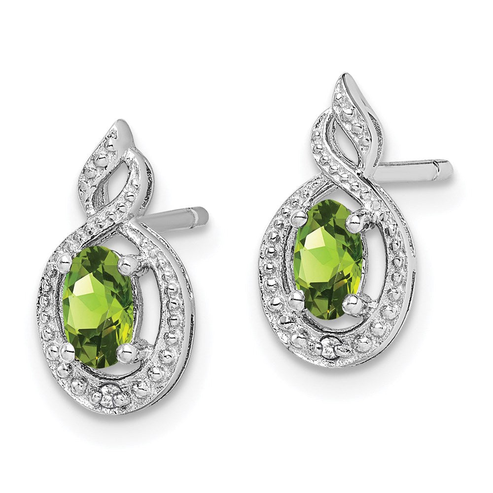 Sterlingsilber Rhodiniert Peridot & Diamant. Ohrringe