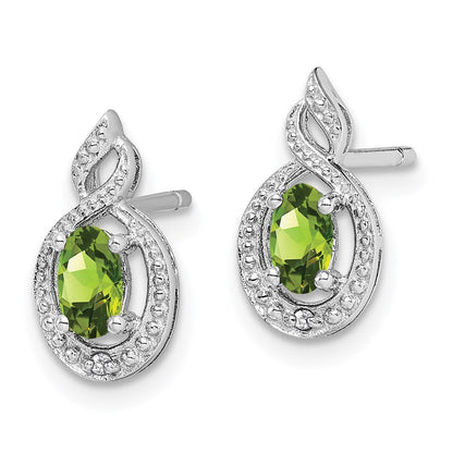 Sterlingsilber Rhodiniert Peridot & Diamant. Ohrringe