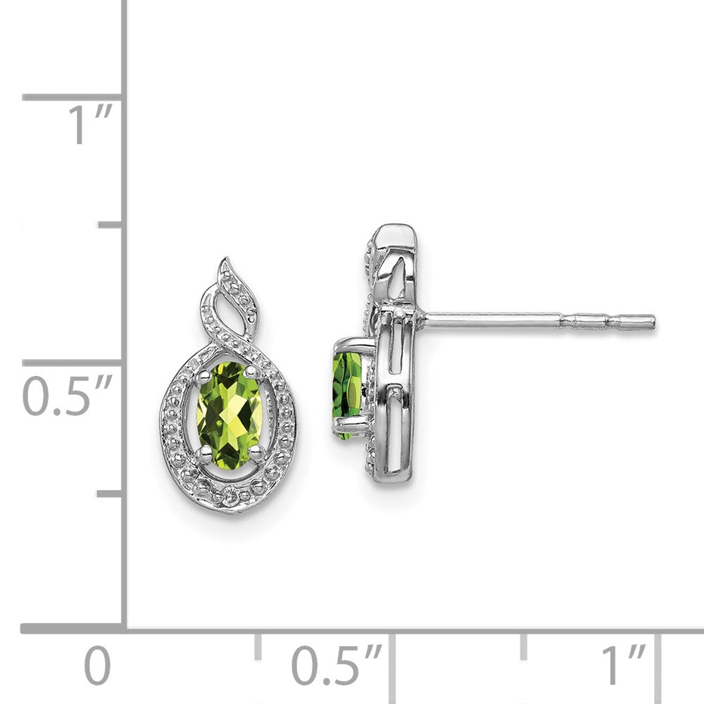 Sterlingsilber Rhodiniert Peridot & Diamant. Ohrringe