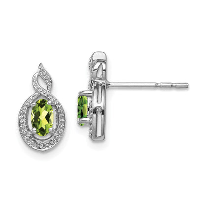 Sterlingsilber Rhodiniert Peridot & Diamant. Ohrringe