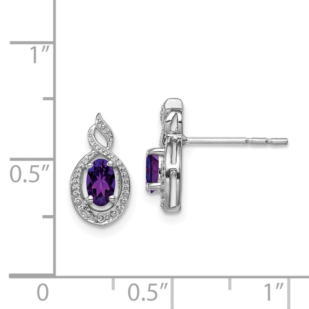 Sterlingsilber Rhodiniert Amethyst & Diamant. Ohrringe