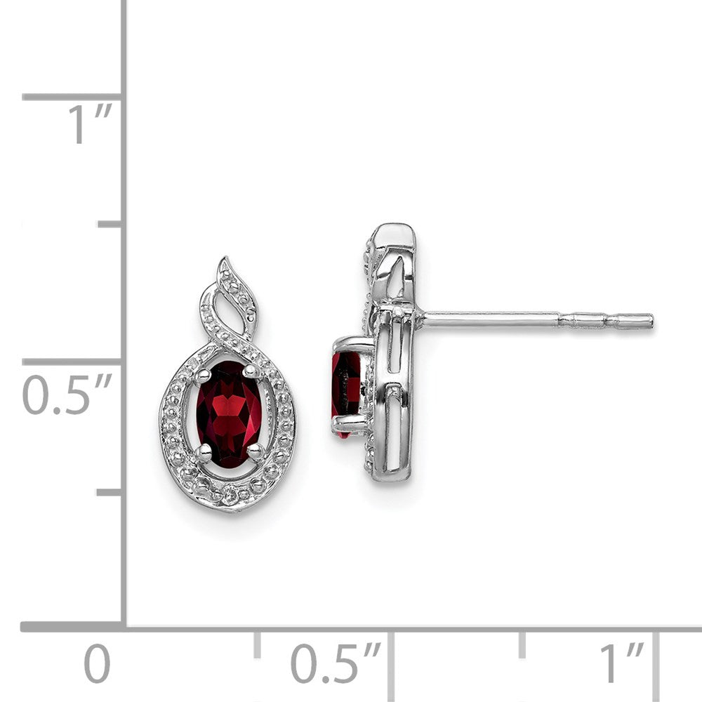 Sterlingsilber Rhodiniert Granat & Diamant. Ohrringe