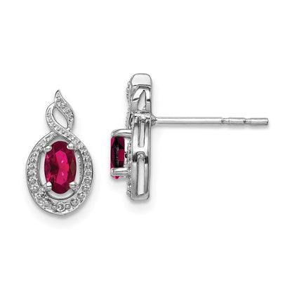Sterlingsilber Rhodiniert Erzeugt Rubin & Diamant. Ohrringe