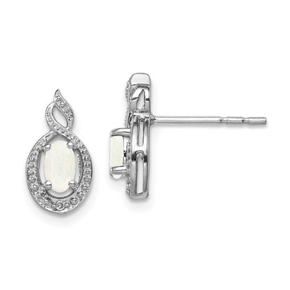 Sterlingsilber Rhodiniert Erzeugt Opal & Diamant. Ohrringe