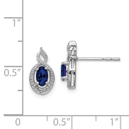 Sterlingsilber Rhodiniert Erzeugt Saphir & Diamant. Ohrringe