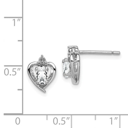 Sterlingsilber Rhodiniert Weiß Topas & Diamant. Ohrringe