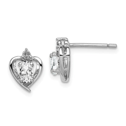 Sterlingsilber Rhodiniert Weiß Topas & Diamant. Ohrringe