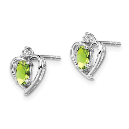 Sterlingsilber Rhodiniert Peridot & Diamant. Ohrringe