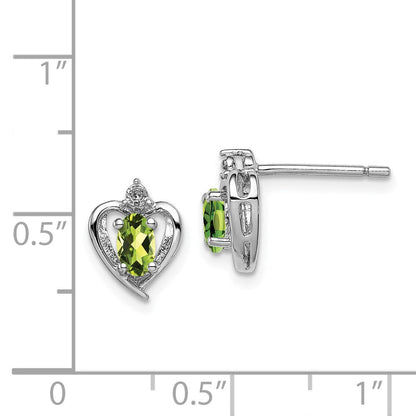 Sterlingsilber Rhodiniert Peridot & Diamant. Ohrringe