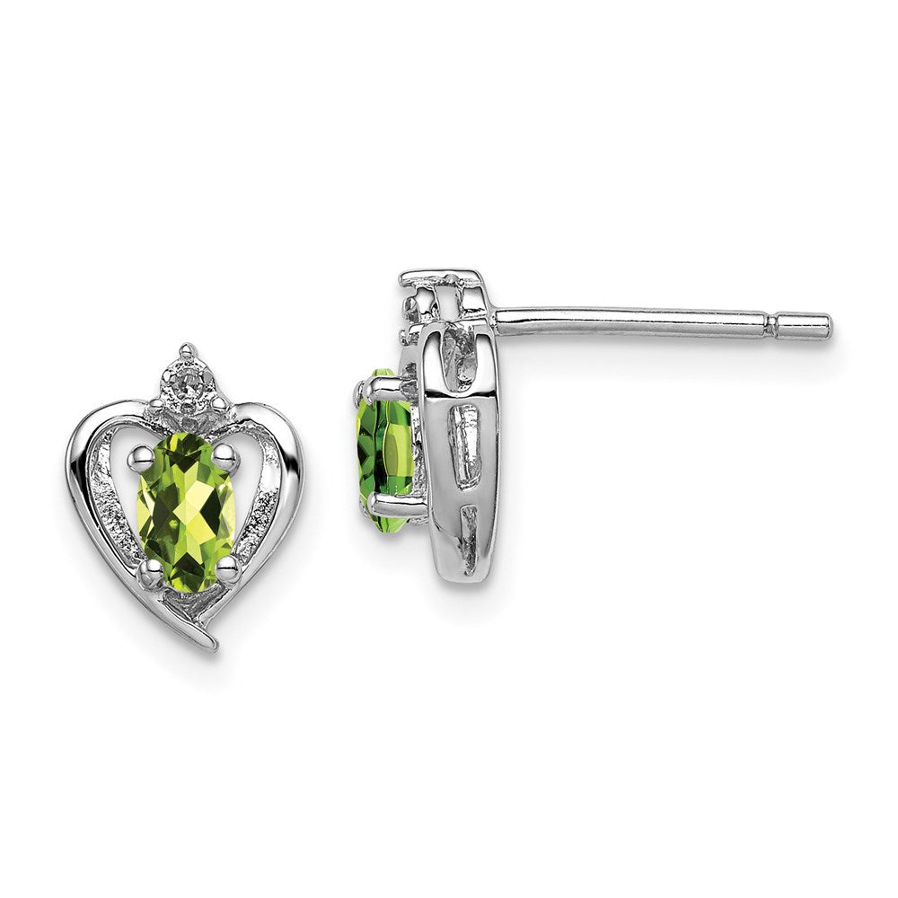 Sterlingsilber Rhodiniert Peridot & Diamant. Ohrringe