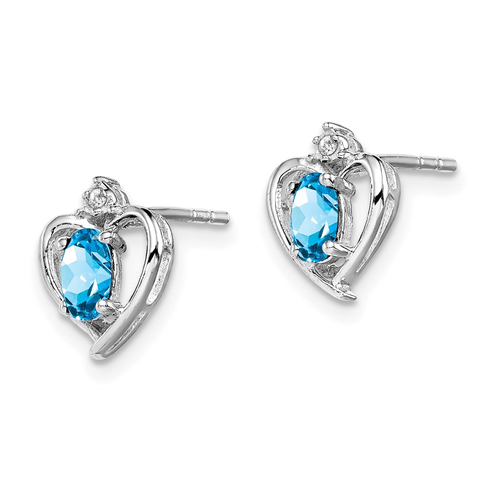 Sterlingsilber Rhodiniert Licht Schweizer Blautopas & Diamant. Ohrringe