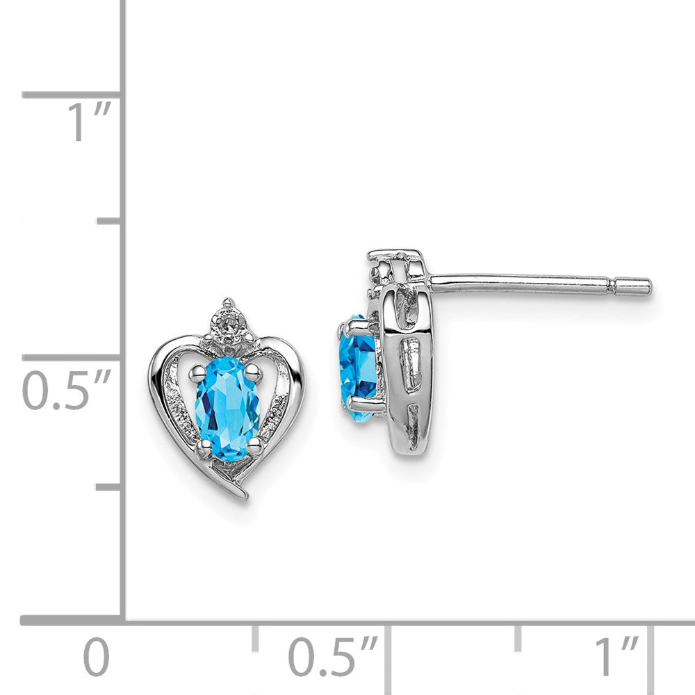 Sterlingsilber Rhodiniert Licht Schweizer Blautopas & Diamant. Ohrringe