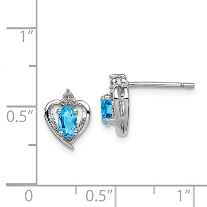 Sterlingsilber Rhodiniert Licht Schweizer Blautopas & Diamant. Ohrringe