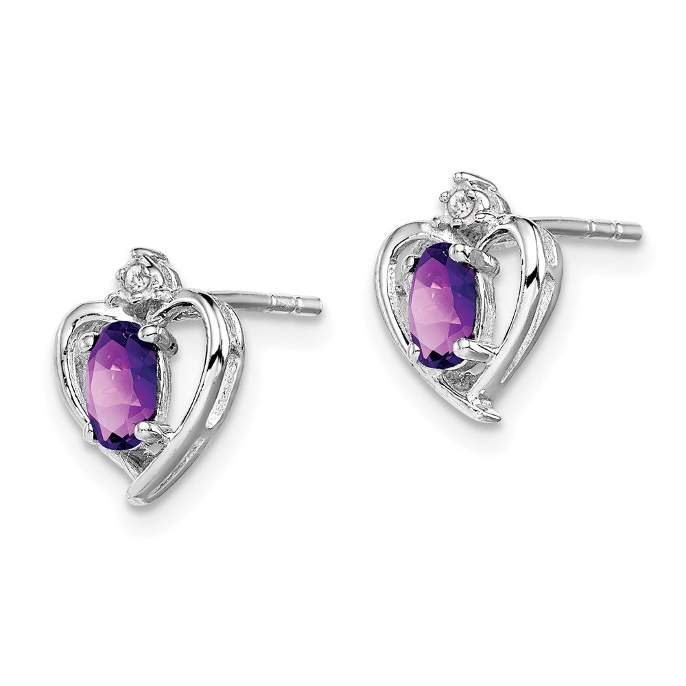 Sterlingsilber Rhodiniert Amethyst & Diamant. Ohrringe