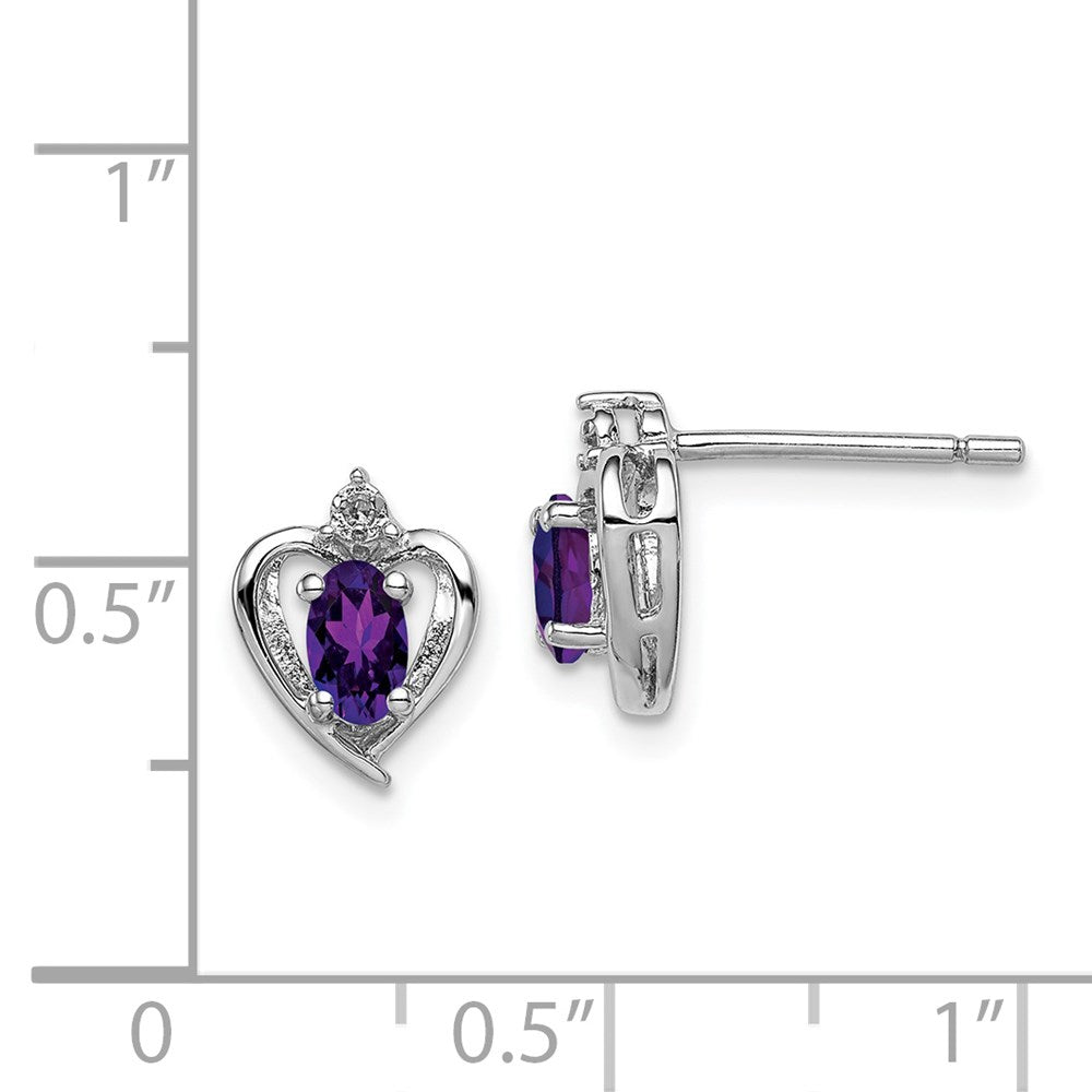Sterlingsilber Rhodiniert Amethyst & Diamant. Ohrringe