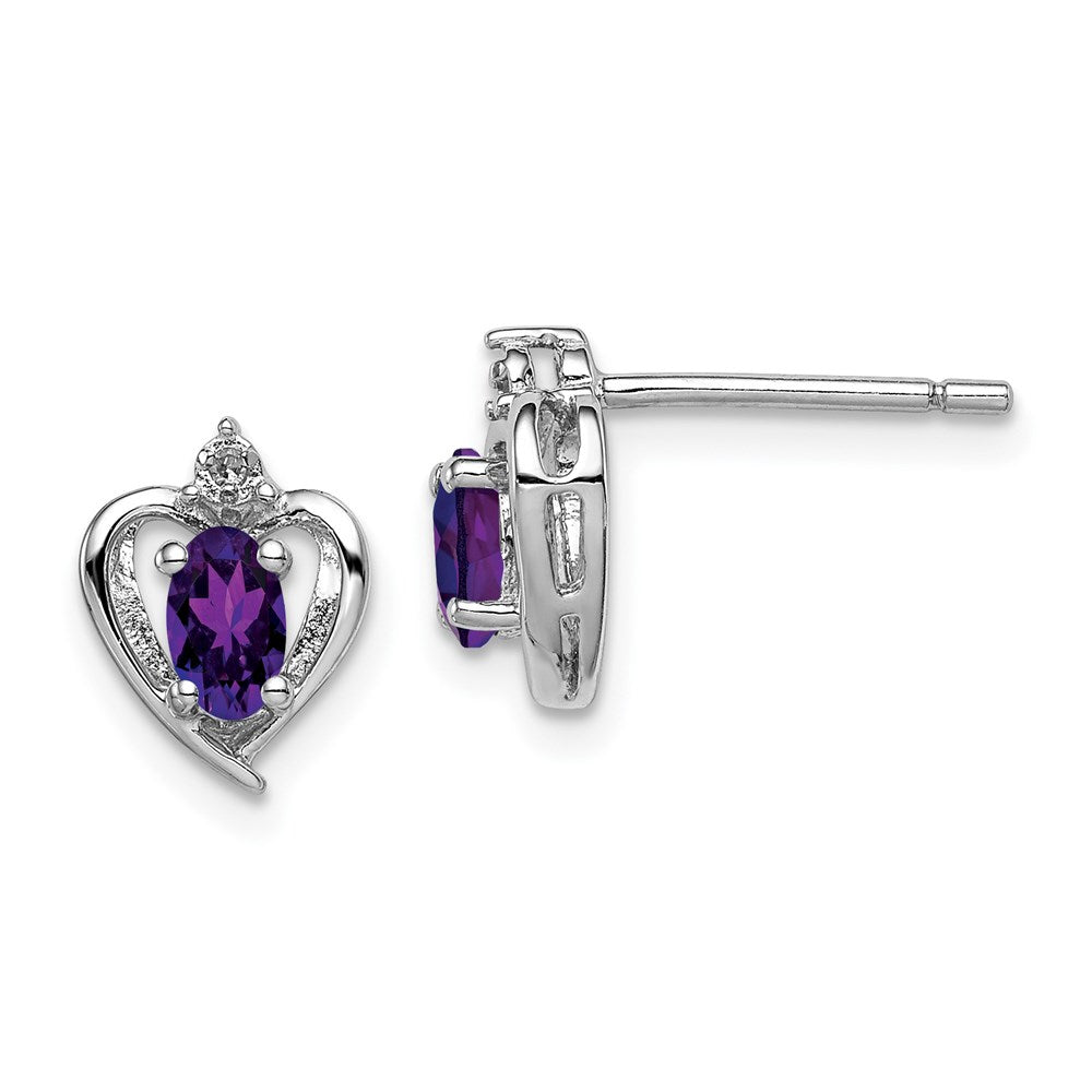 Sterlingsilber Rhodiniert Amethyst & Diamant. Ohrringe