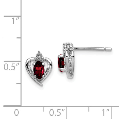 Sterlingsilber Rhodiniert Granat & Diamant. Ohrringe