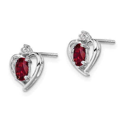 Sterlingsilber Rhodiniert Erzeugt Rubin & Diamant. Ohrringe