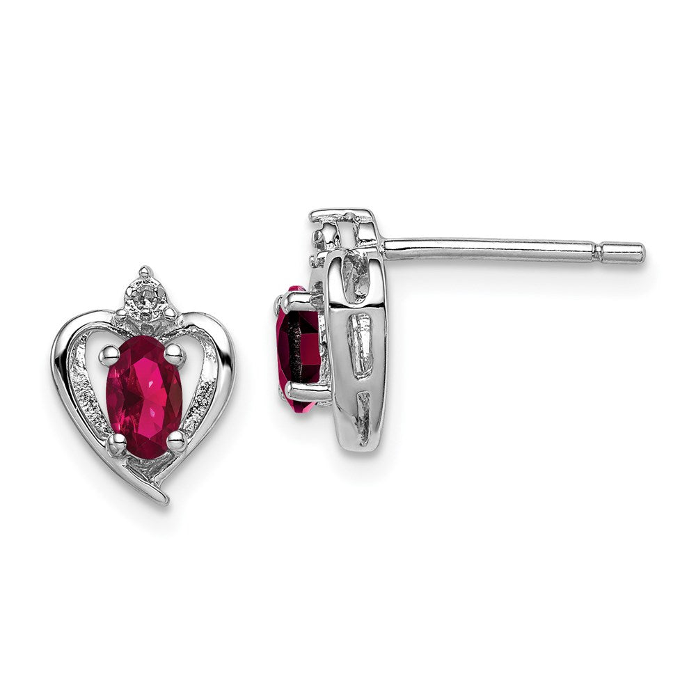 Sterlingsilber Rhodiniert Erzeugt Rubin & Diamant. Ohrringe