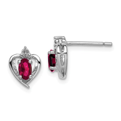 Sterlingsilber Rhodiniert Erzeugt Rubin & Diamant. Ohrringe