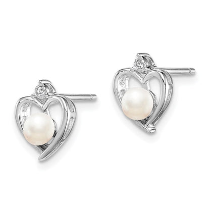 Sterlingsilber Rhodiniert Fw Zuchtperle & Diamant. Ohrringe