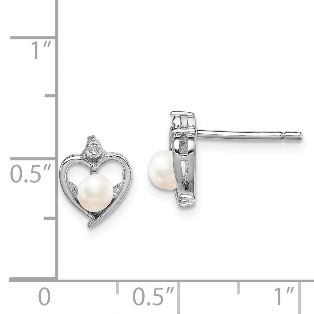 Sterlingsilber Rhodiniert Fw Zuchtperle & Diamant. Ohrringe